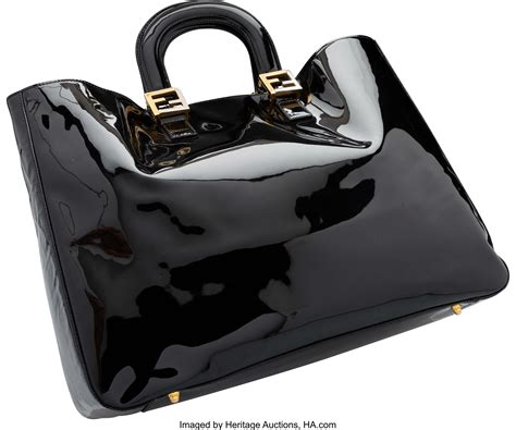 fendi vintage patent leather hand bag